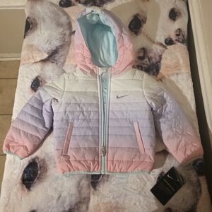Nike Kids Pink and Blue Gradient Puffer Jacket